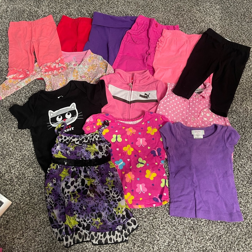 Girl’s size 12M clothing pants, shirts, bodysuit, dress bundle